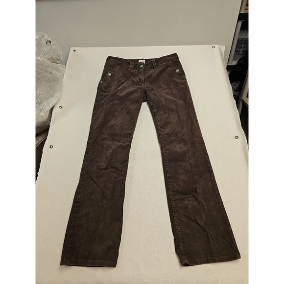 L.O.G.G. H&M Women's  Stretch Corduroy Pants Size 12 Brown Boho Detailed Buttons - Picture 1 of 6